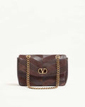 Valentino Garavani Djuna Medium Chain Bag In Suede And Nappa With Chevron Pattern
