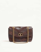 Valentino Garavani Djuna Medium Chain Bag In Suede And Nappa With Chevron Pattern