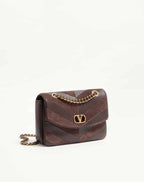 Valentino Garavani Djuna Medium Chain Bag In Suede And Nappa With Chevron Pattern