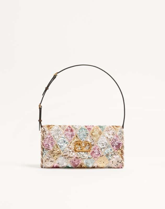 Valentino Garavani Devain Small Shoulder Bag With Rhombelle Embroidery.