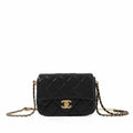 Black Quilted Lambskin Flap Bag Pearl Crush Gold Hardware