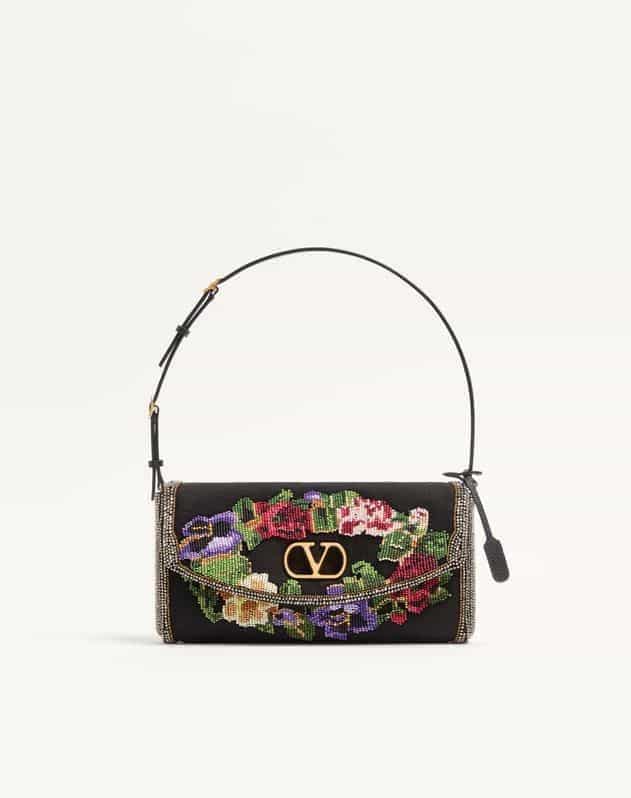 Valentino Garavani Devain Small Embroidered Shoulder Bag