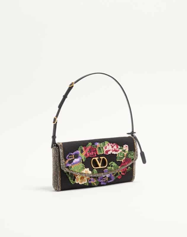 Valentino Garavani Devain Small Embroidered Shoulder Bag