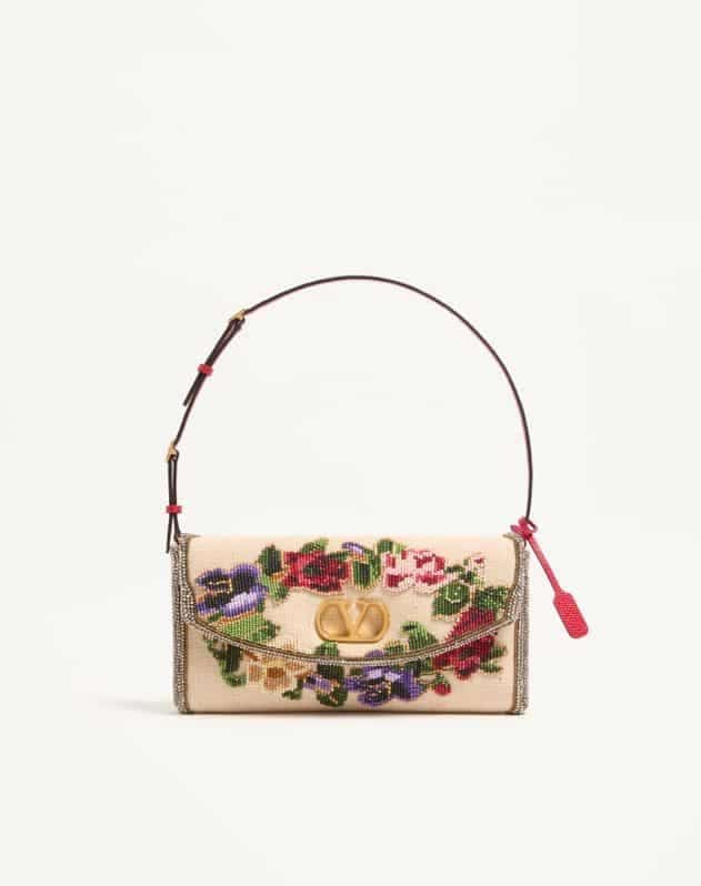 Valentino Garavani Devain Embroidered Small Shoulder Bag