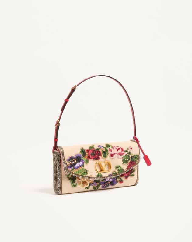 Valentino Garavani Devain Embroidered Small Shoulder Bag