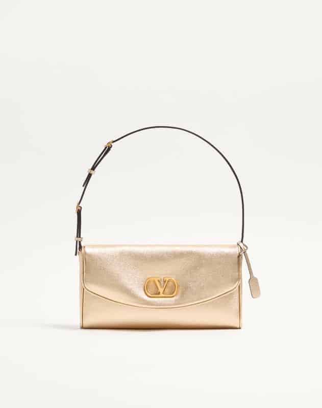 Valentino Garavani Devain Small Shoulder Bag In Laminated Nappa Leather