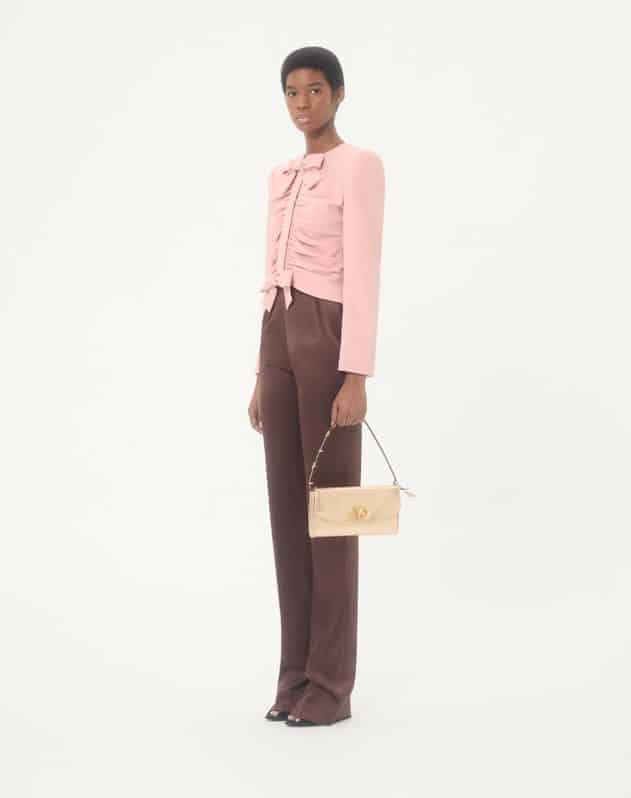 Valentino Garavani Devain Small Shoulder Bag In Laminated Nappa Leather