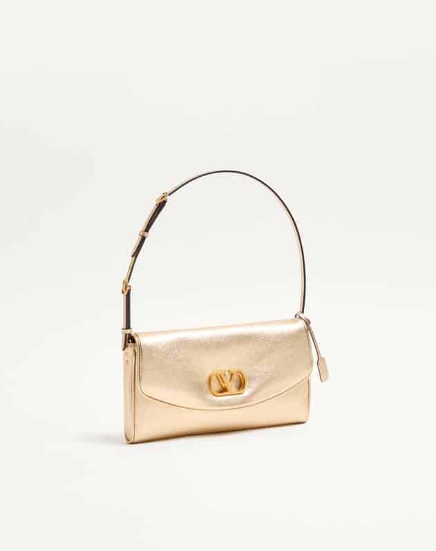 Valentino Garavani Devain Small Shoulder Bag In Laminated Nappa Leather