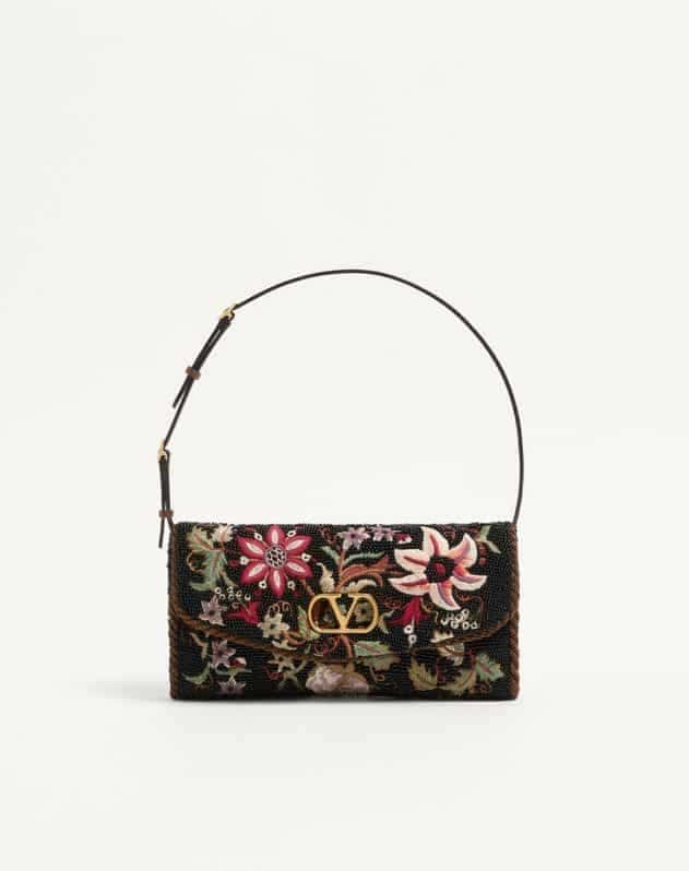 Valentino Garavani Devain Embroidered Small Shoulder Bag