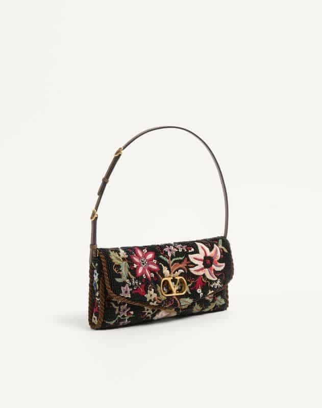 Valentino Garavani Devain Embroidered Small Shoulder Bag