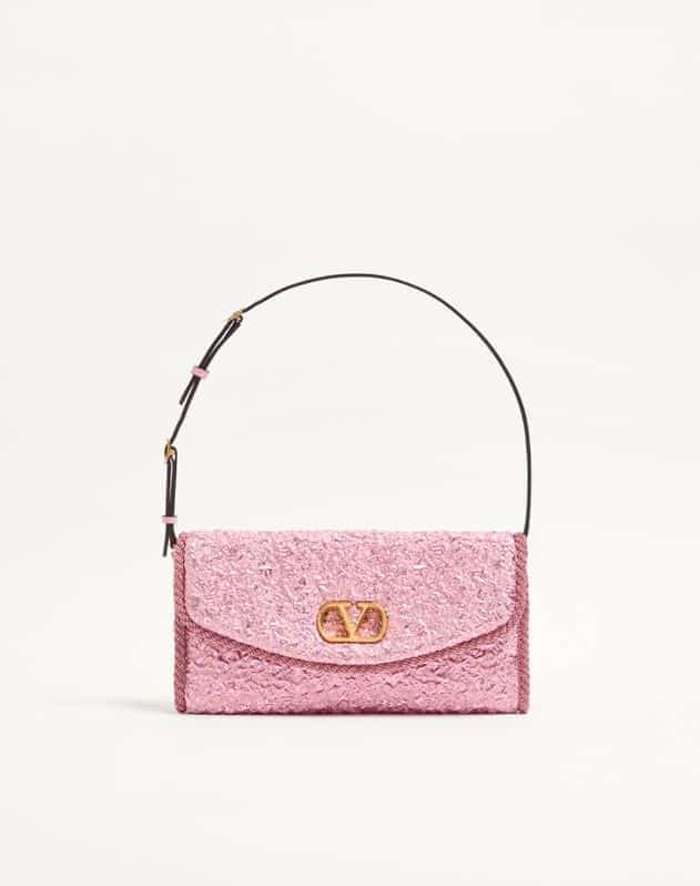 Valentino Garavani Devain Small Shoulder Bag In Cloqué Jacquard Fabric.