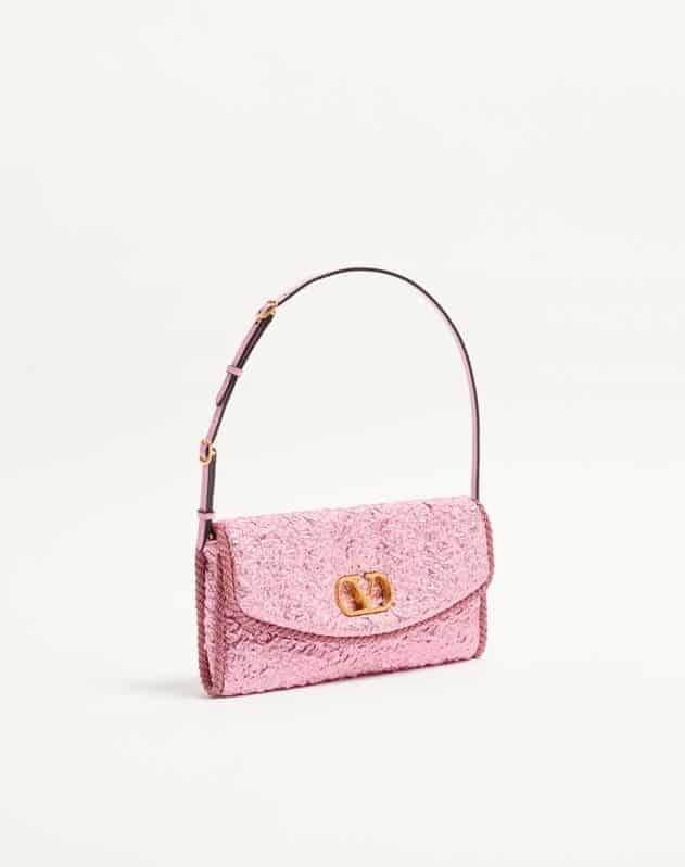 Valentino Garavani Devain Small Shoulder Bag In Cloqué Jacquard Fabric.