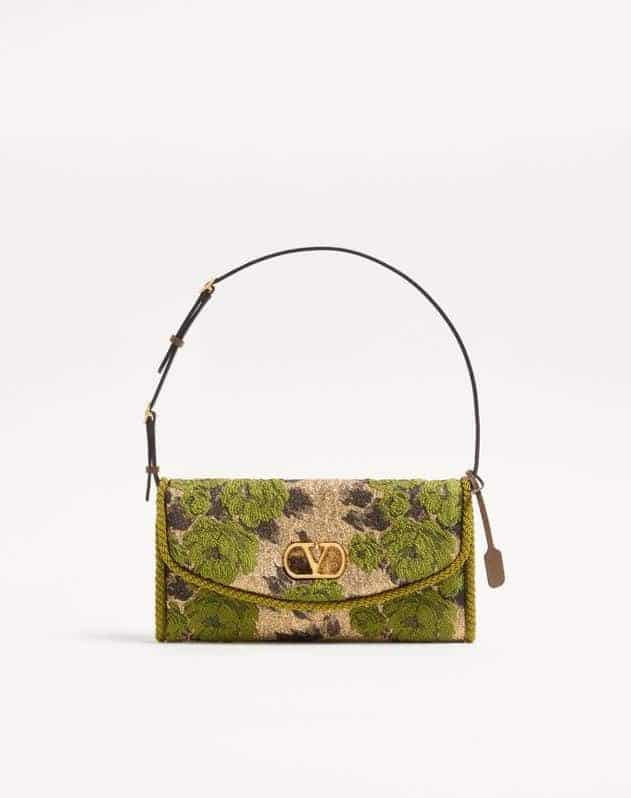 Valentino Garavani Devain Small Shoulder Bag In Jacquard Lurex Fabric