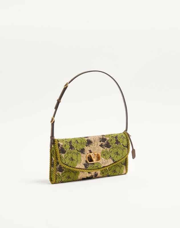 Valentino Garavani Devain Small Shoulder Bag In Jacquard Lurex Fabric