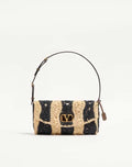 Valentino Garavani Devain Small Shoulder Bag In Raffia With Wave Pattern