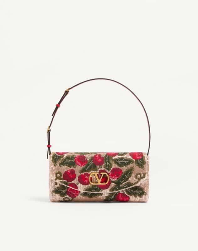 Valentino Garavani Devain Embroidered Small Shoulder Bag