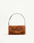 Valentino Garavani Devain Small Shoulder Bag In Lamb Fur With Rhinestones.