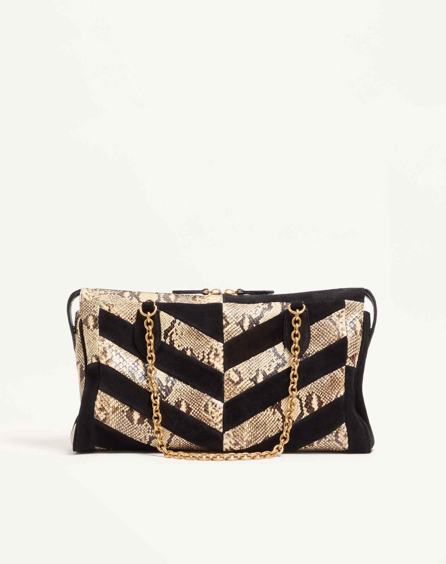 Valentino Garavani Panthea Python And Suede Chevron Motif Shoulder Bag