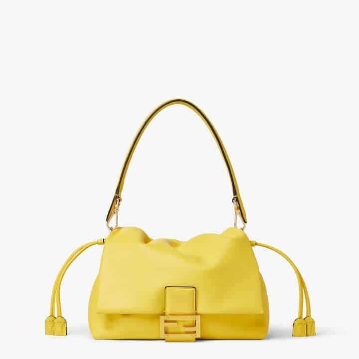 Mamma Baguette Medium Broom yellow nappa leather bag