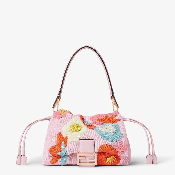 Mamma Baguette Medium Bag embroidered with multicolor beads