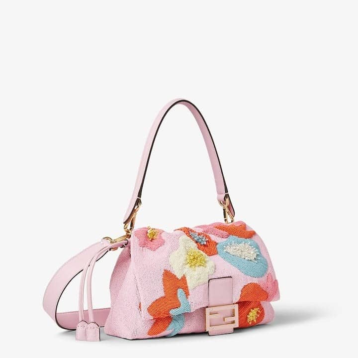 Mamma Baguette Medium Bag embroidered with multicolor beads