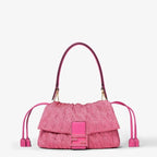 Mamma Baguette Medium Fuchsia cable-knit bag