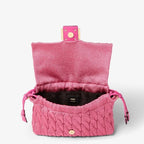 Mamma Baguette Medium Fuchsia cable-knit bag