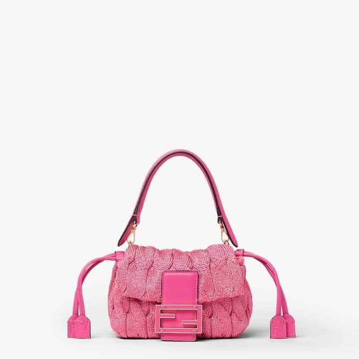 Mamma Baguette Small Fuchsia cable-knit mini-bag
