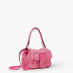 Mamma Baguette Small Fuchsia cable-knit mini-bag