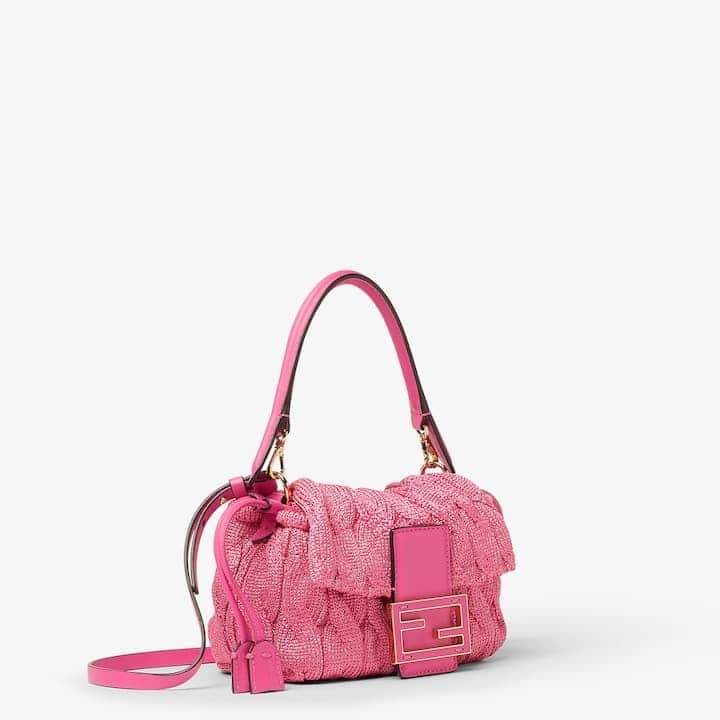 Mamma Baguette Small Fuchsia cable-knit mini-bag