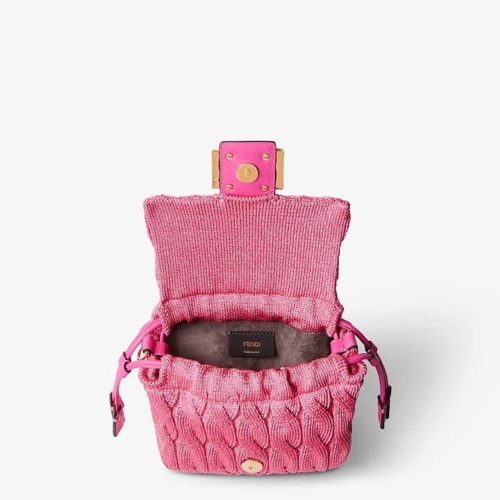 Mamma Baguette Small Fuchsia cable-knit mini-bag
