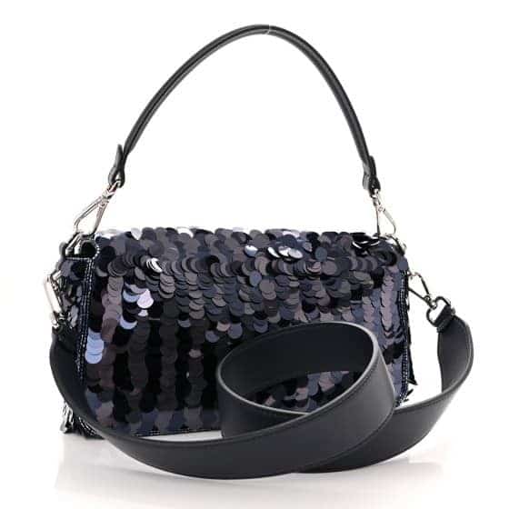 Sequin Paillettes Vitello Grace Striped Baguette Dark Blue Lunai