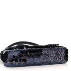 Sequin Paillettes Vitello Grace Striped Baguette Dark Blue Lunai