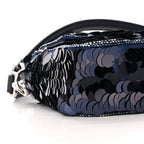 Sequin Paillettes Vitello Grace Striped Baguette Dark Blue Lunai