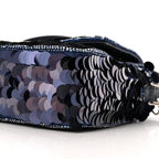 Sequin Paillettes Vitello Grace Striped Baguette Dark Blue Lunai