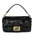 Sequin Paillettes Shiny Nappa Sex and the City Baguette Black