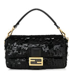 Sequin Paillettes Shiny Nappa Sex and the City Baguette Black
