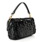 Sequin Paillettes Shiny Nappa Sex and the City Baguette Black