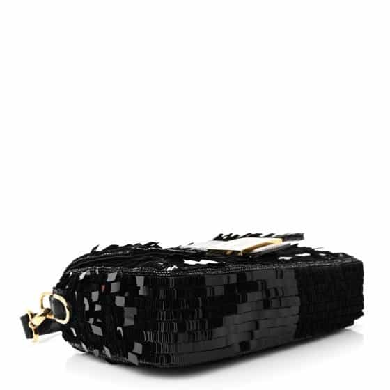 Sequin Paillettes Shiny Nappa Sex and the City Baguette Black