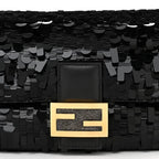Sequin Paillettes Shiny Nappa Sex and the City Baguette Black