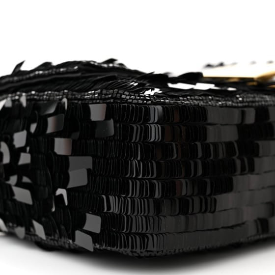 Sequin Paillettes Shiny Nappa Sex and the City Baguette Black