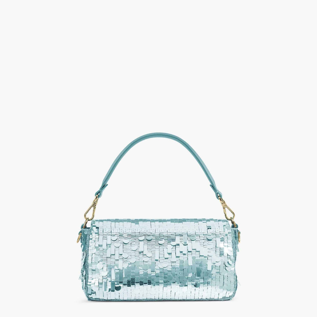 Baguette Bag embroidered with light blue sequins