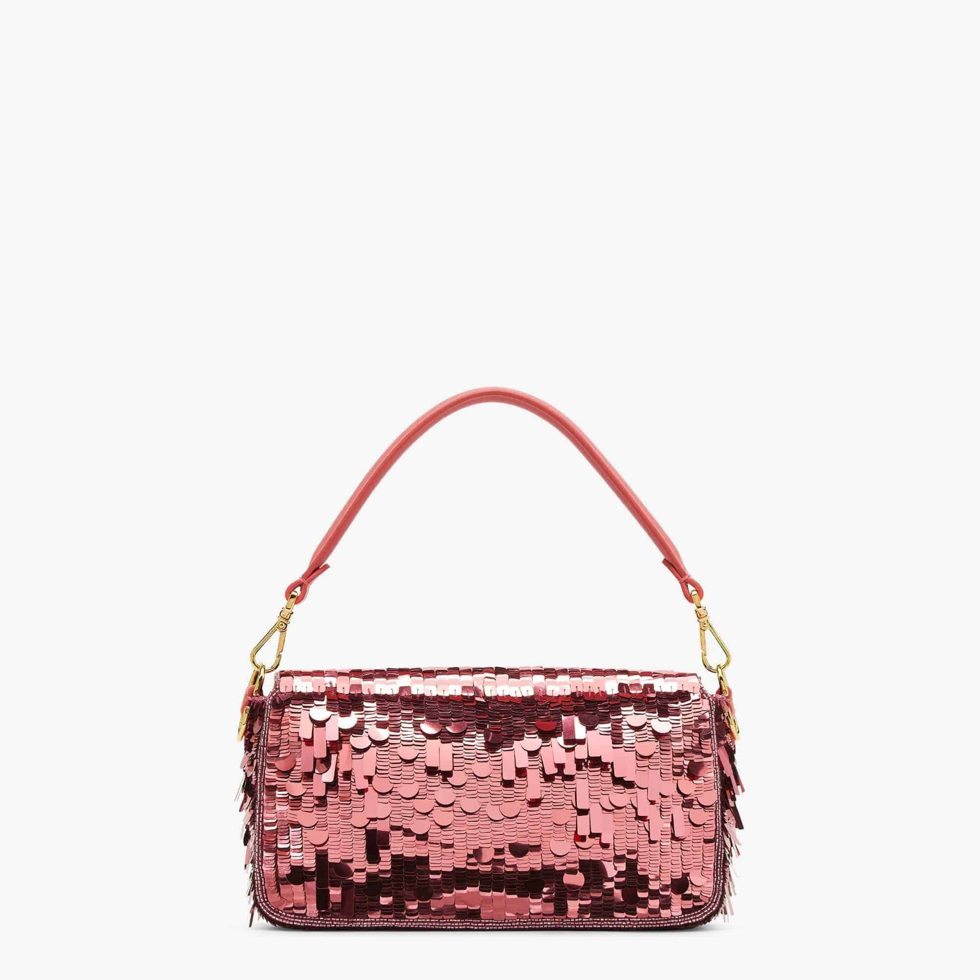 Baguette Bag embroidered with pink sequins