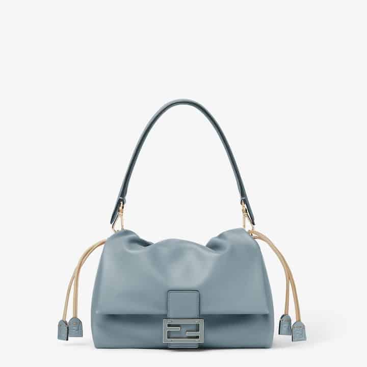 Mamma Baguette Medium Mercury blue nappa leather bag