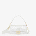 FENDI Iconic Medium Baguette Bag – White Metallic Sequin Embroidery