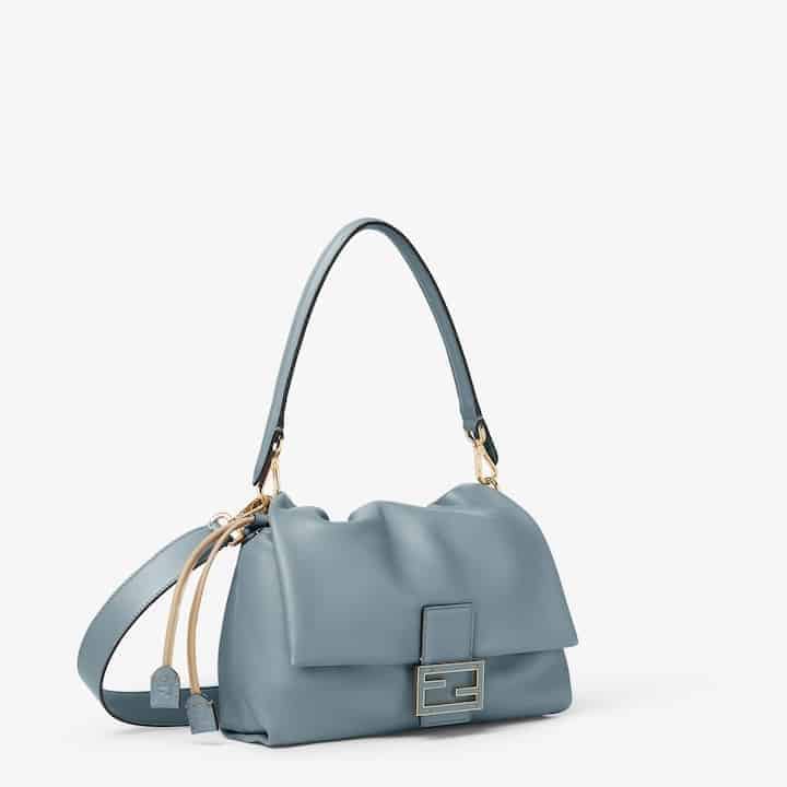 Mamma Baguette Medium Mercury blue nappa leather bag
