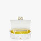 FENDI Iconic Medium Baguette Bag – White Metallic Sequin Embroidery
