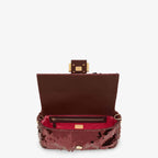 FENDI Iconic Medium Baguette Bag – Burgundy Metallic Sequin