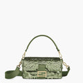 FENDI Iconic Medium Baguette Bag – Green Sequin Embroidery