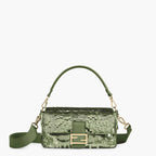 FENDI Iconic Medium Baguette Bag – Green Sequin Embroidery